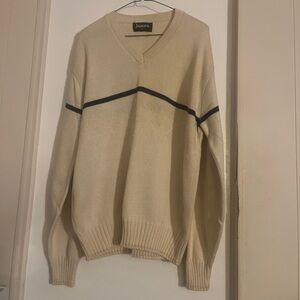 Vintage Jantzen Cable Knit Sweater Beige Mens Size XL Long Sleeve Made in USA